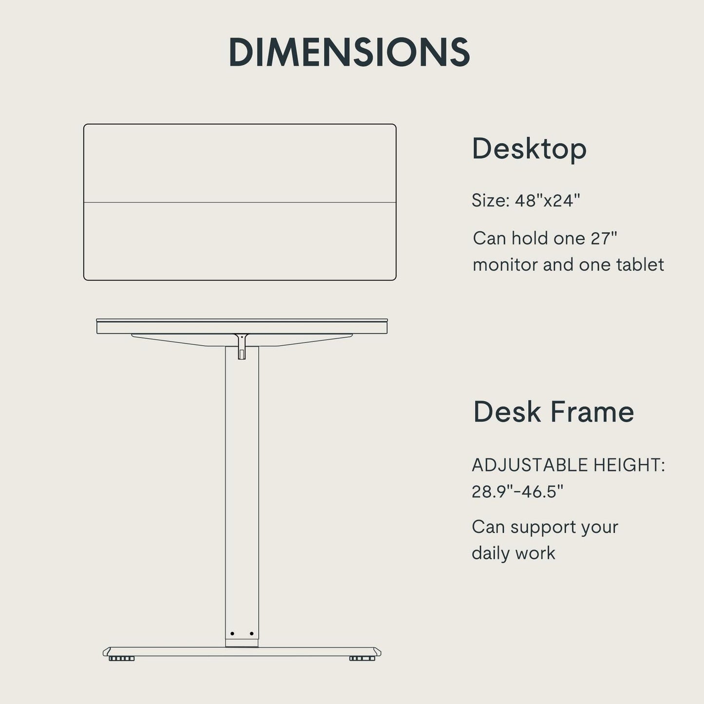 FLEXISPOT Standing Desk Adjustable Height with Whole Piece Desk Board 43 x 24