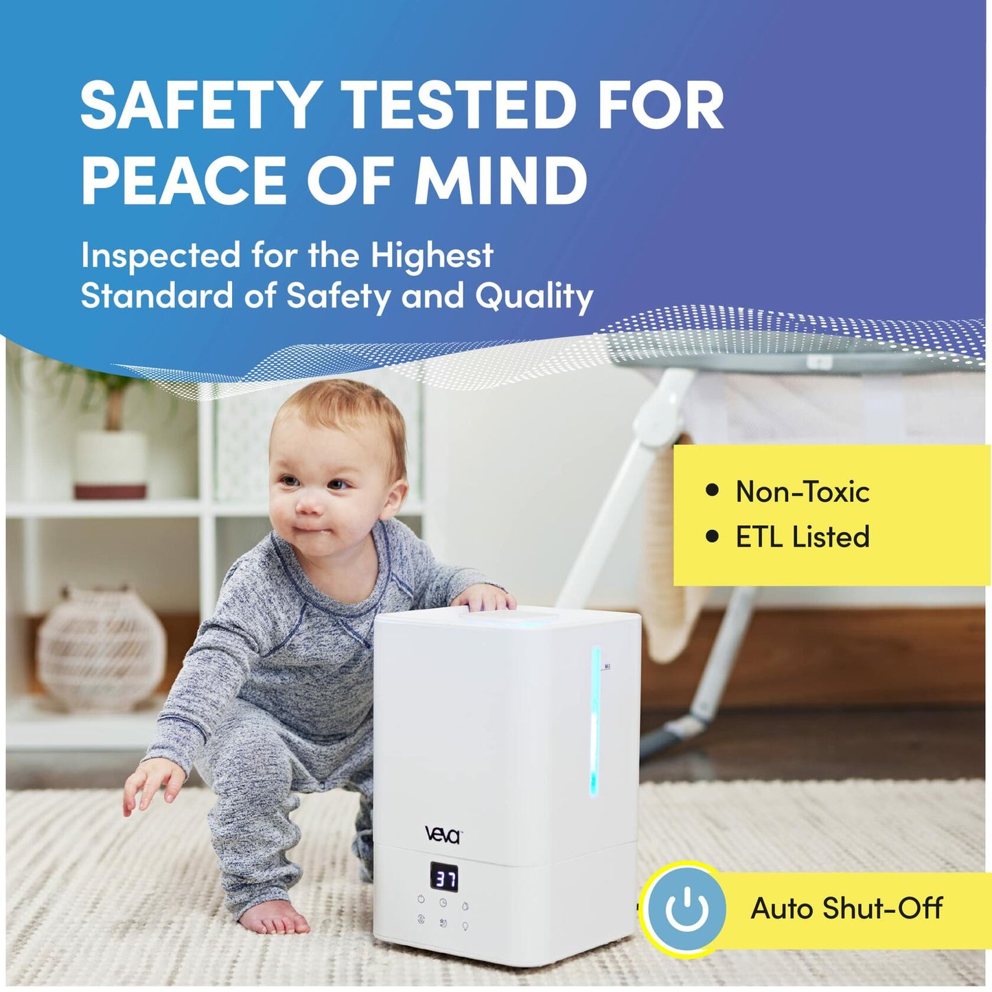 VEVA Humidifiers for Bedroom Large Room 4.5L, Cool Mist Water Vaporizer