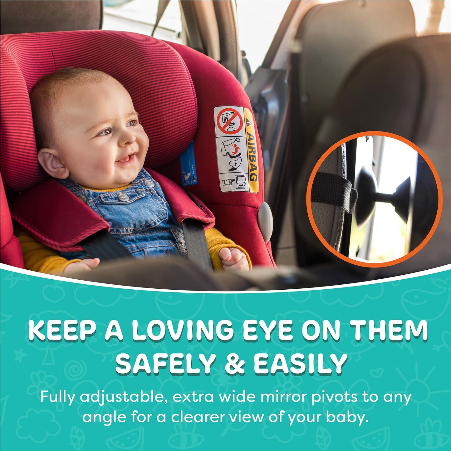 Baby Backseat Mirror for Car - View Infant in Rear Facing Car Seat - 100% NEW