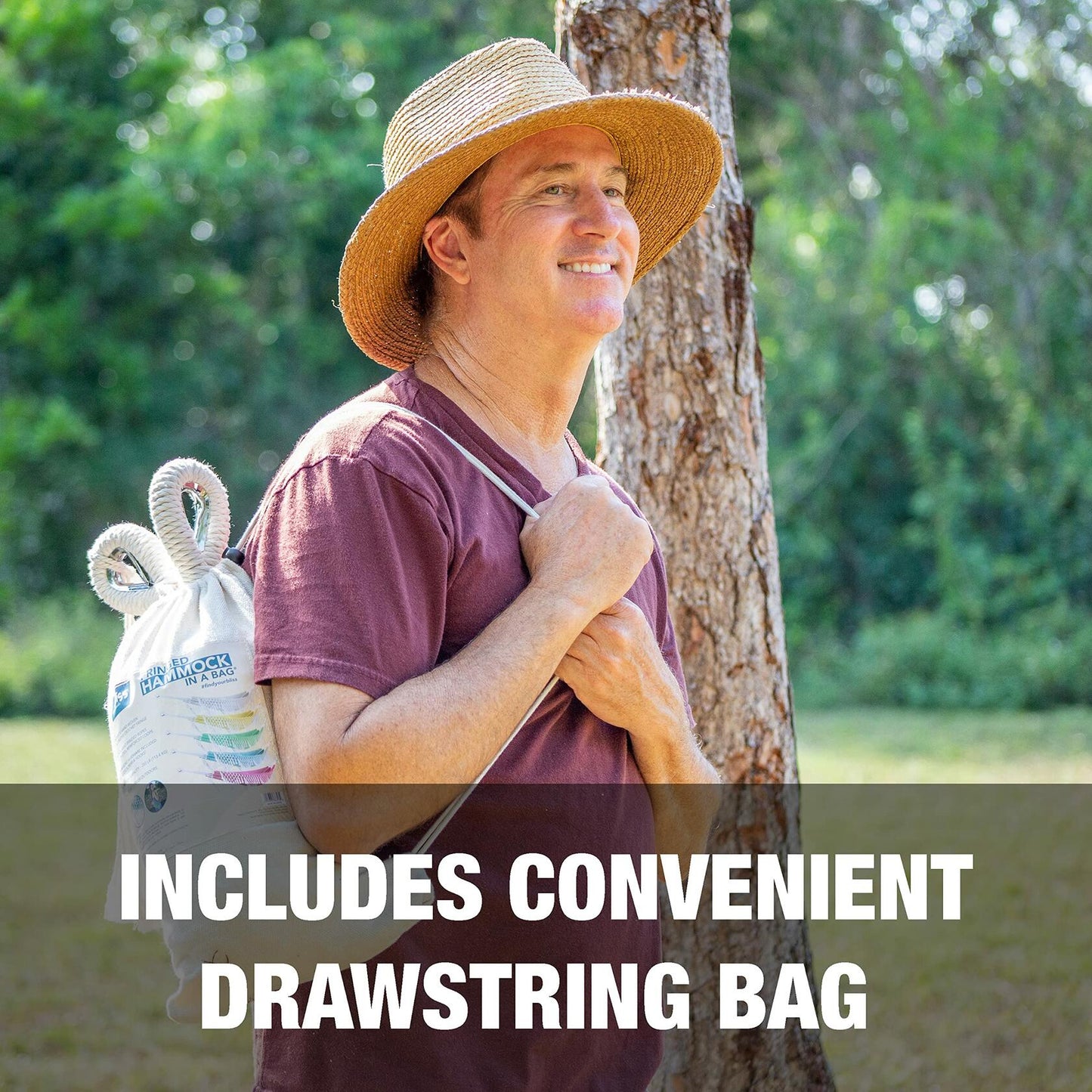 Bliss Hammocks 40 Wide Brazilian Style Hammock in a Bag with Decorative Fringe & Hanging Hardware, 250 lb. Capacity