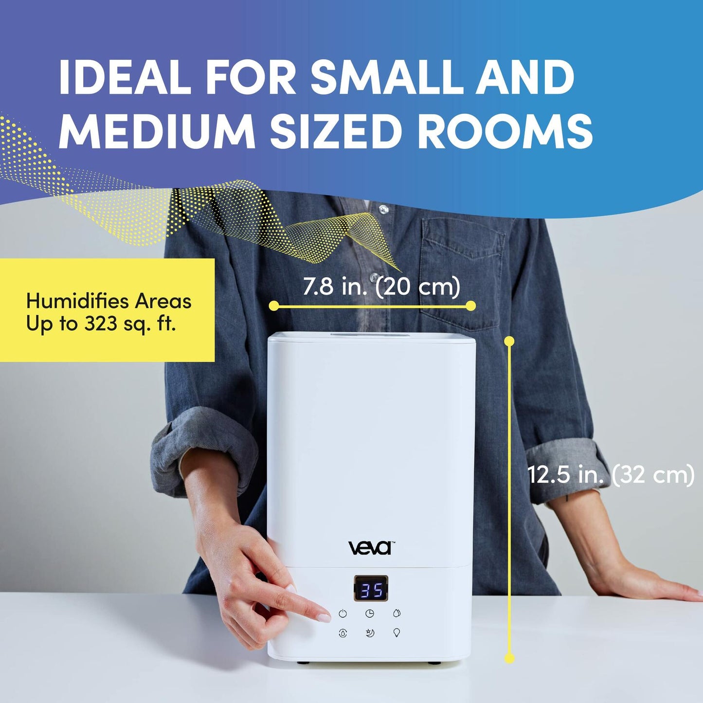 VEVA Humidifiers for Bedroom Large Room 4.5L, Cool Mist Water Vaporizer