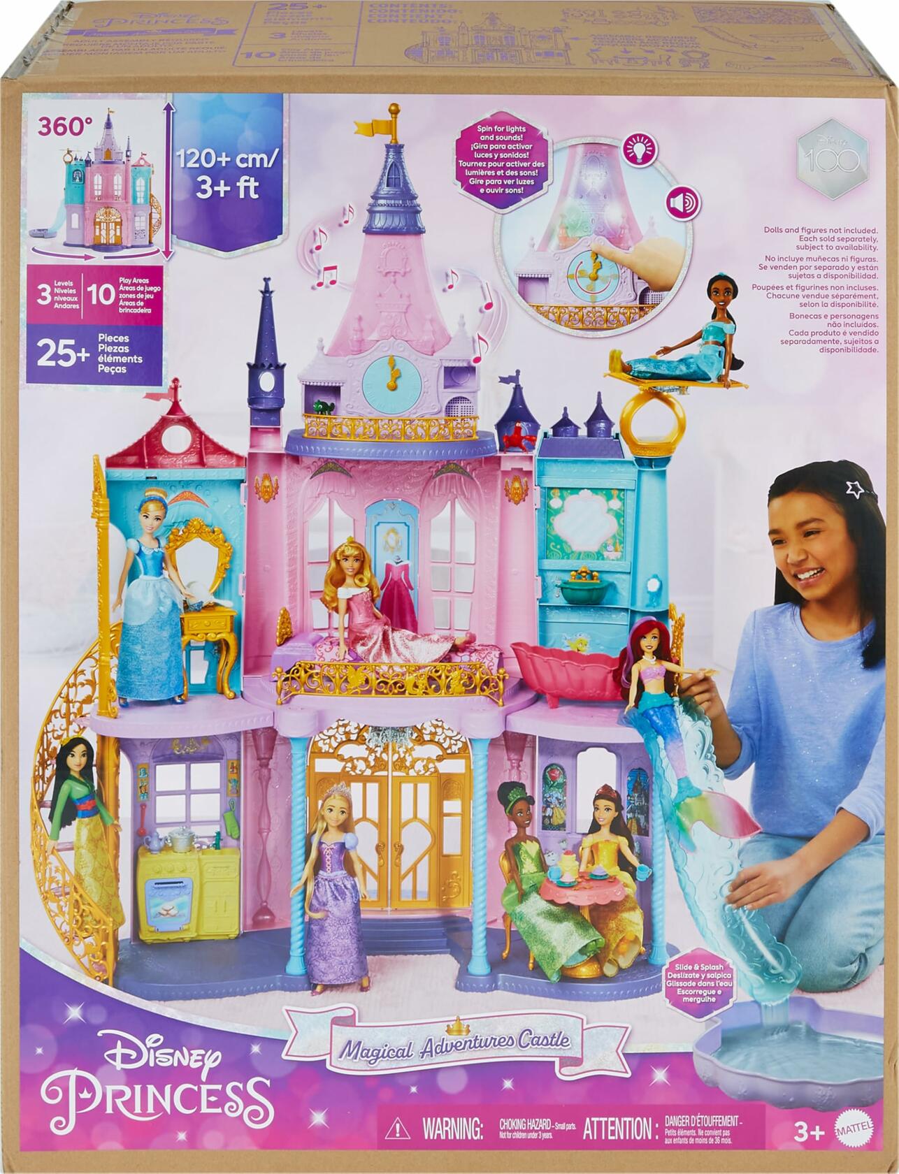 Disney Princess Magical Adventures Castle with 3 Levels, 10 Play Areas with Lights & Sounds