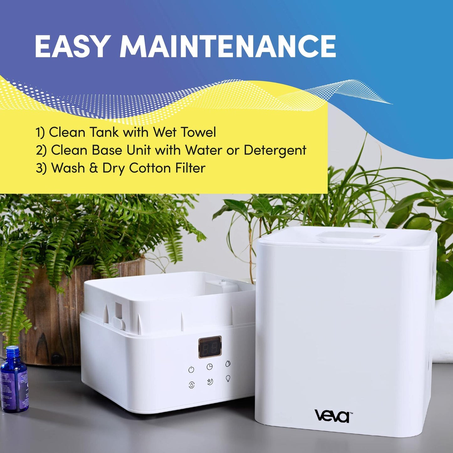 VEVA Humidifiers for Bedroom Large Room 4.5L, Cool Mist Water Vaporizer