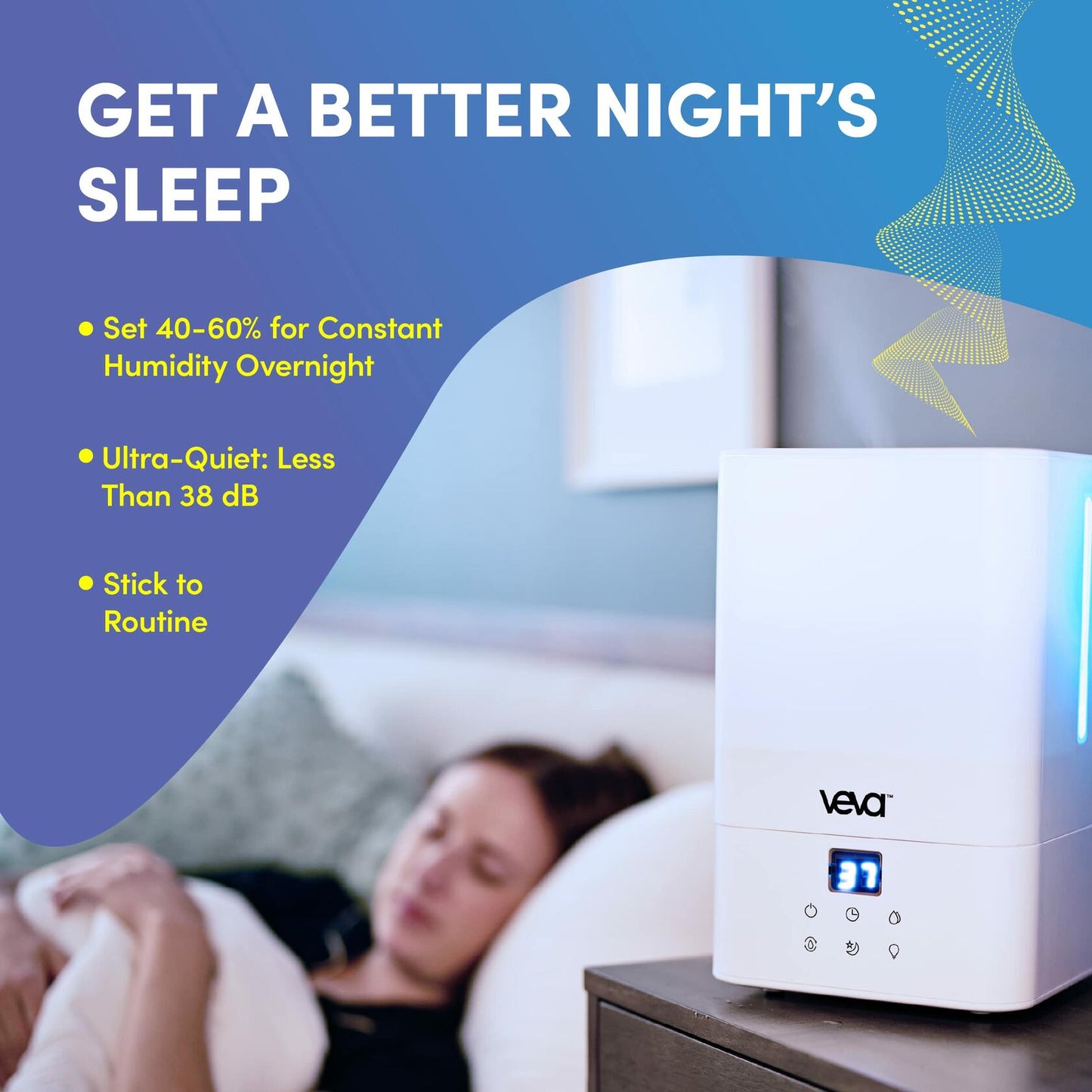 VEVA Humidifiers for Bedroom Large Room 4.5L, Cool Mist Water Vaporizer
