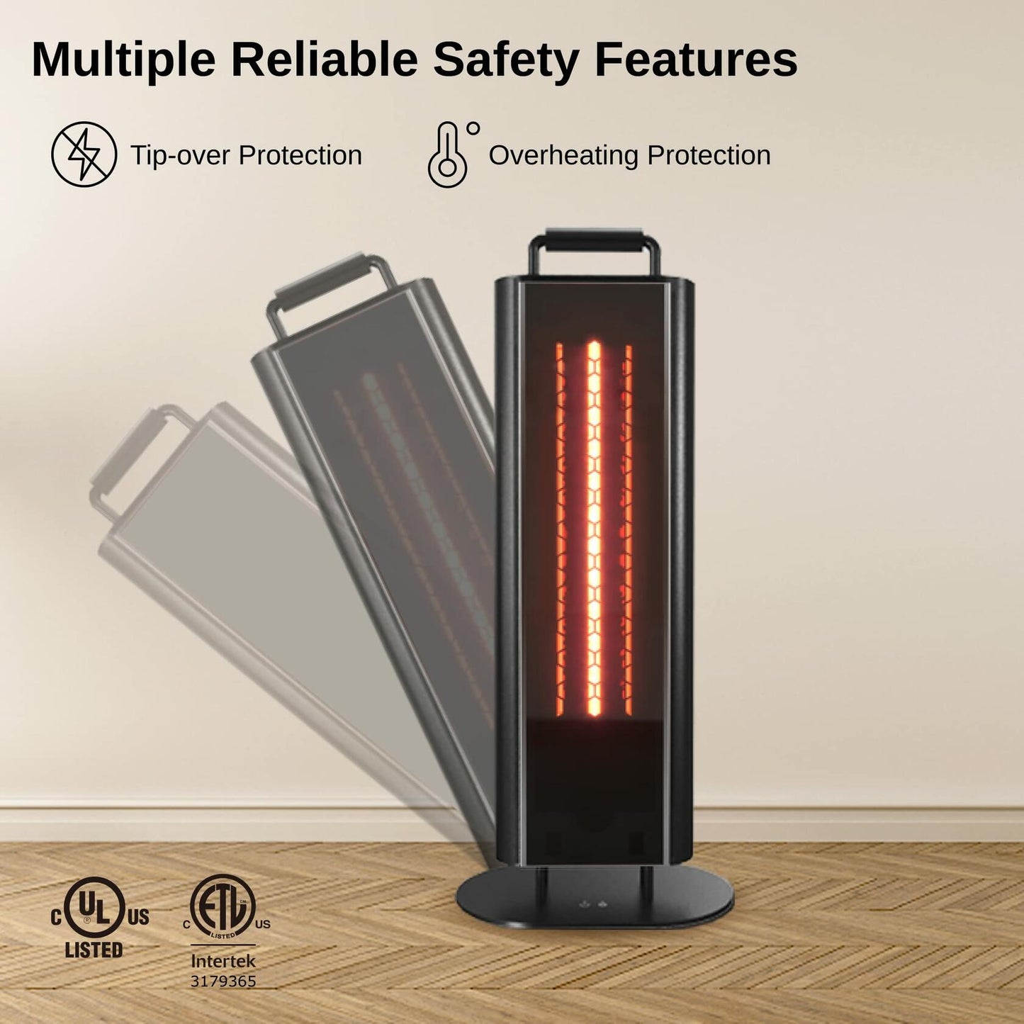 EAST OAK 1500W Patio Heater, Table Side Portable Electric Heater with Double-Sided Heating & 3 Heating Levels, IP65 Waterproof Outdoor Heater with Remote, and Protection from Tip-over & Overheating