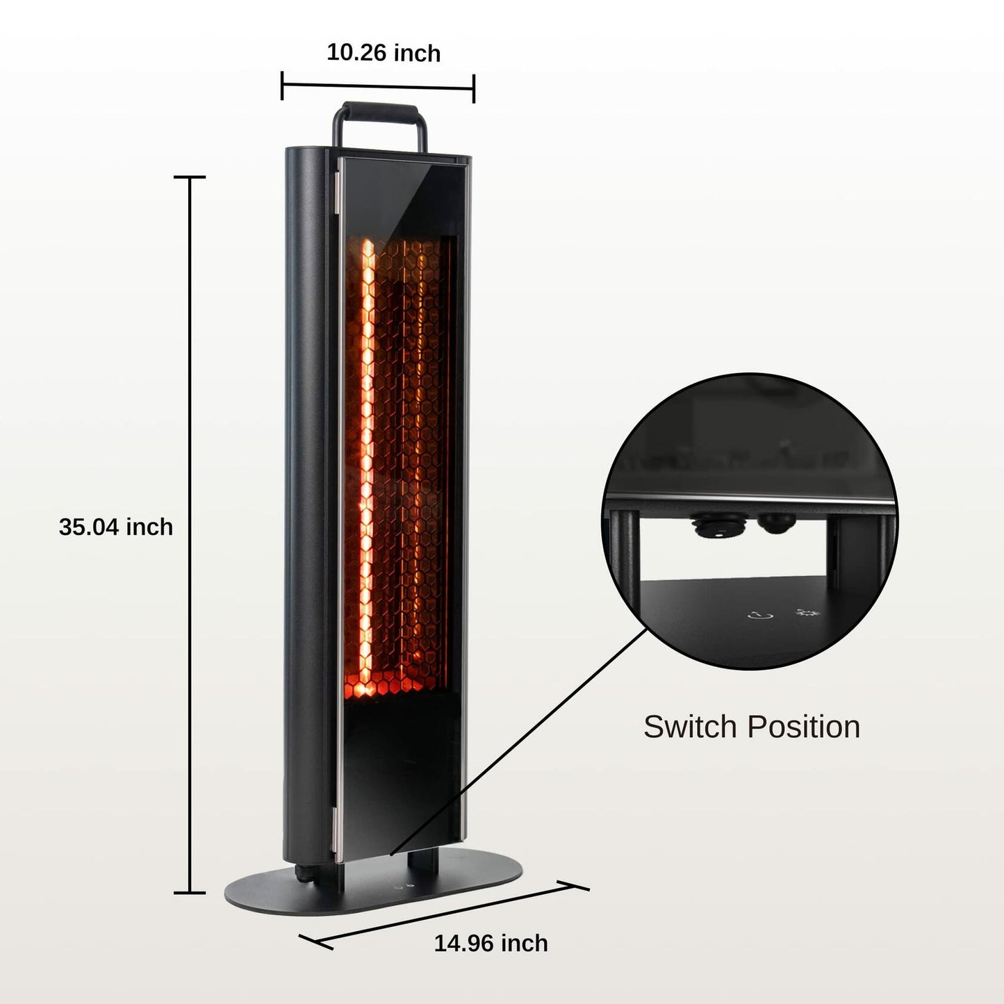 EAST OAK 1500W Patio Heater, Table Side Portable Electric Heater with Double-Sided Heating & 3 Heating Levels, IP65 Waterproof Outdoor Heater with Remote, and Protection from Tip-over & Overheating