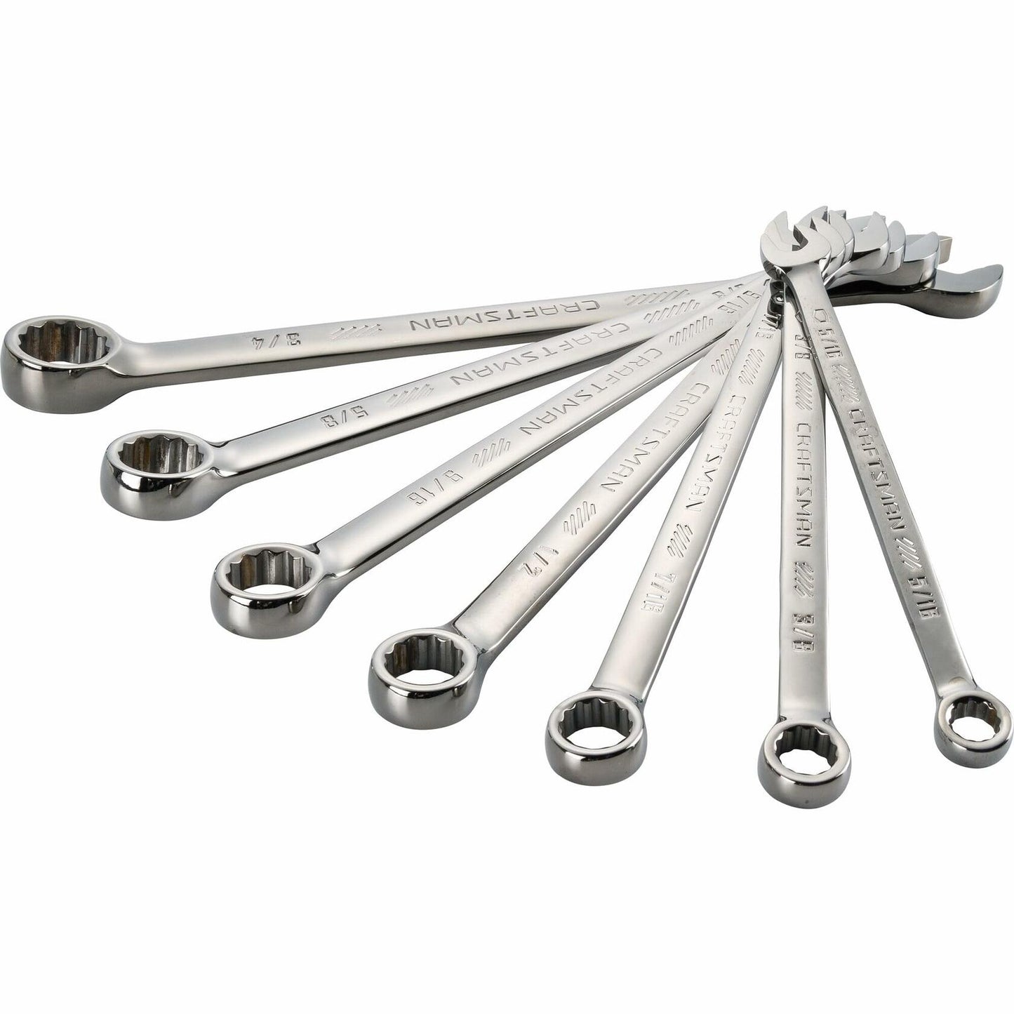 CRAFTSMAN,12-Point Standard SAE Gunmetal Chrome Combination Wrench 7 Piece