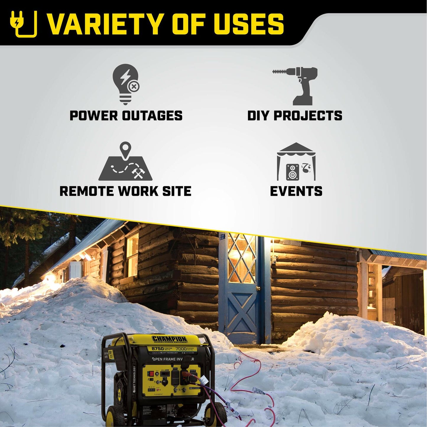 Champion Power Equipment 8750-Watt Open Frame Inverter with Electric Start