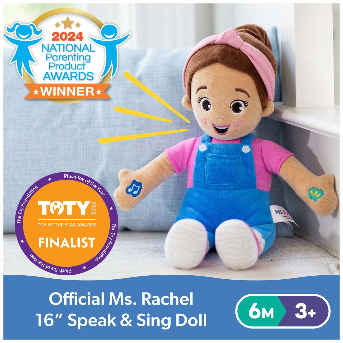 Ms. Rachel Official Speak & Sing 16-Inch Plush Doll for Ages 6 Months to 3+ Years