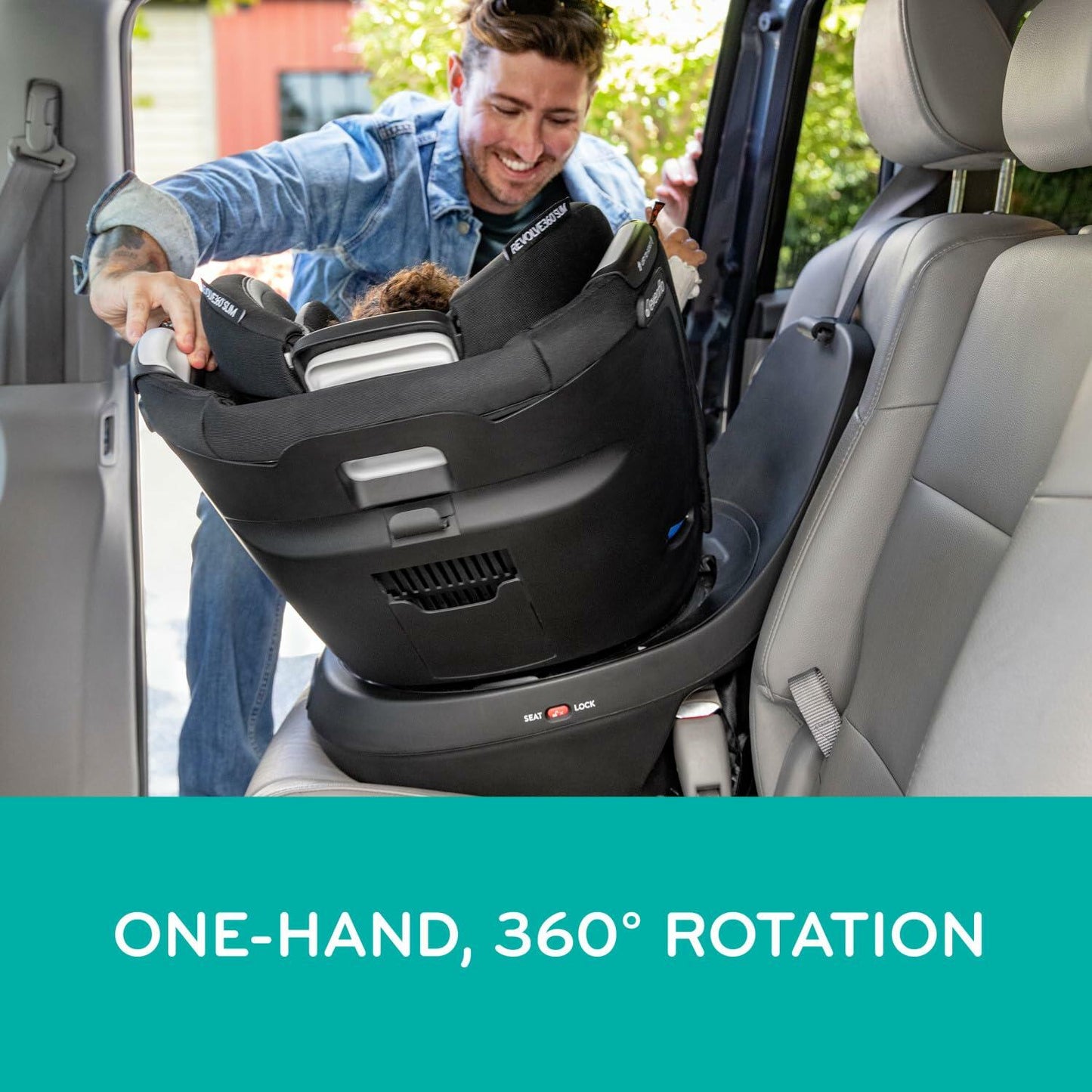 Revolve360 Slim 2-in-1 Rotational Car Seat with Quick Clean Cover (Sutton Purple)