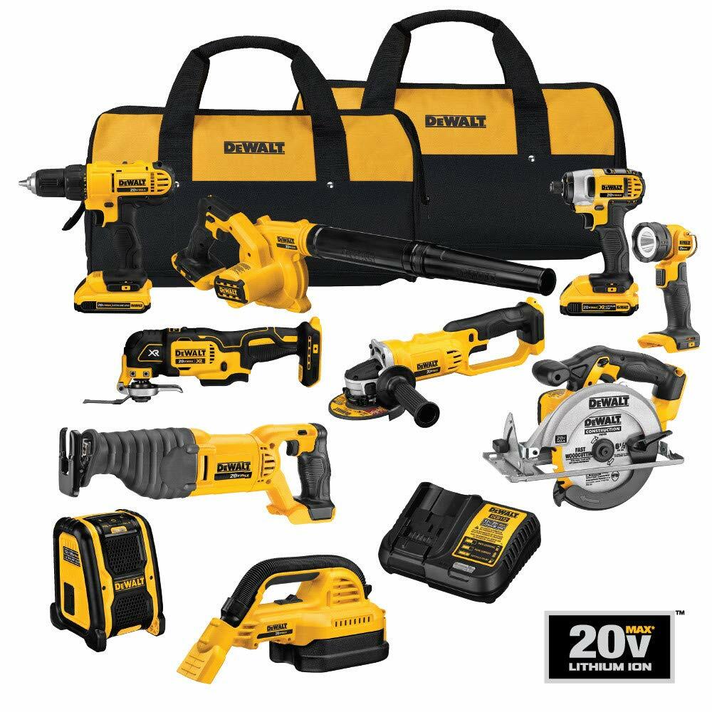 DEWALT 20V MAX Power Tool Combo Kit, 10-Tool Cordless Power Tool Set with 2