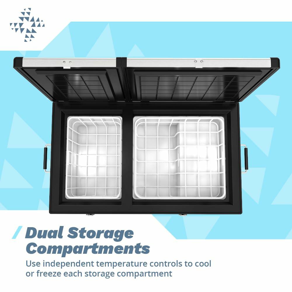 Bluefin Active Arktec Duo 80L | Portable Travel Fridge | Advanced Cooling & Freezing Technology | Energy Efficient Charging | Dual Storage Compartments | Smartphone App Control | LCD | AC & DC