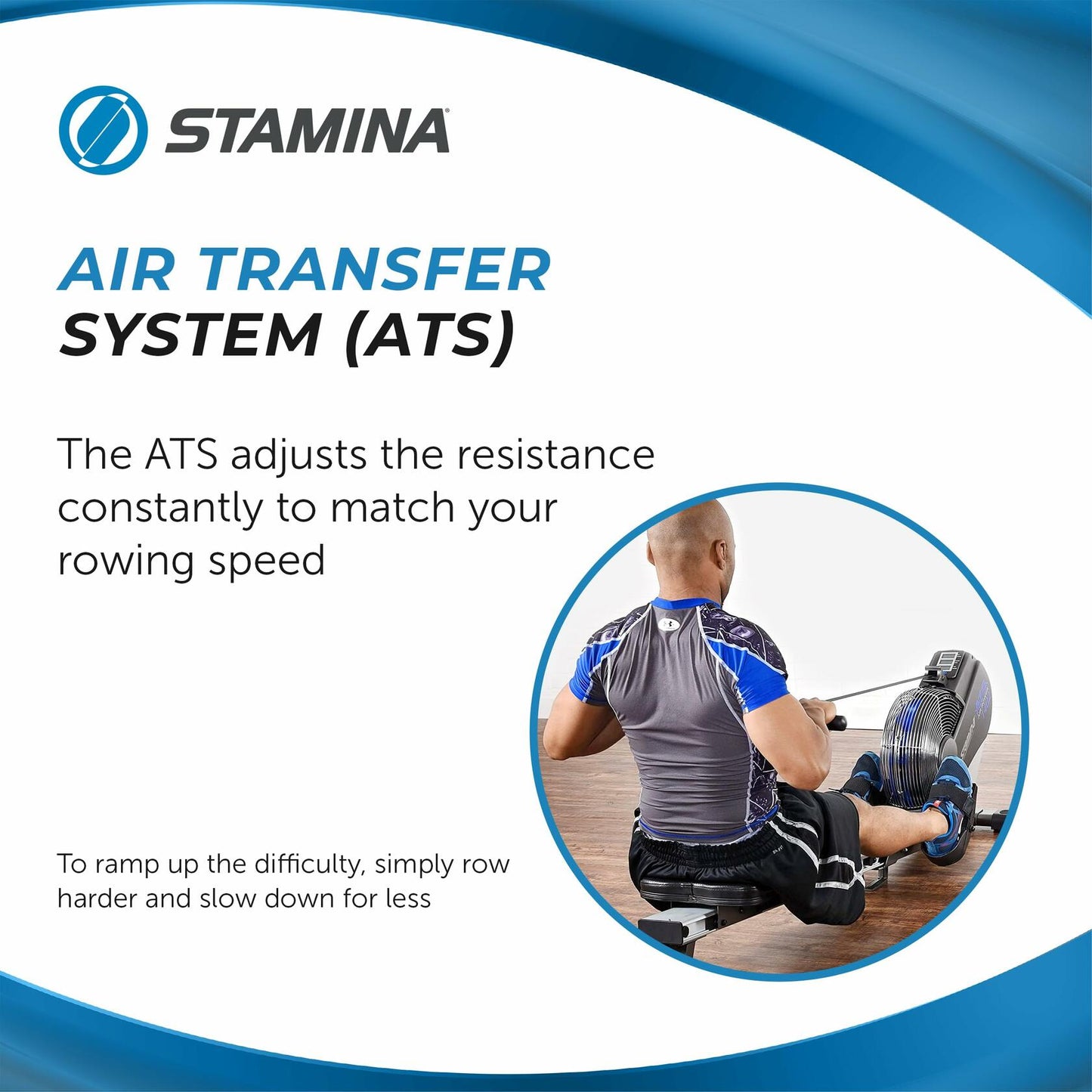 Stamina Products 1402 ATS Multi Function Air Resistance Rowing Machine, 250 lb. Weight Limit