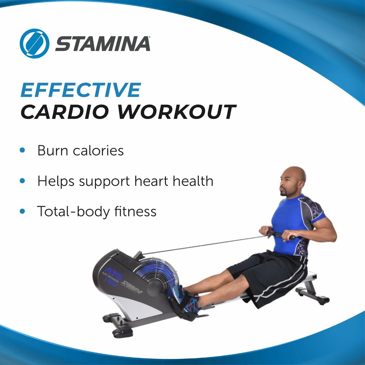 Stamina Products 1402 ATS Multi Function Air Resistance Rowing Machine, 250 lb. Weight Limit