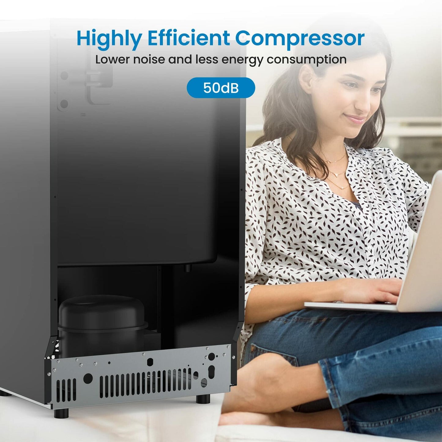 Aconee 150LBS/24H Commercial Ice Maker, Ice Maker Machine with 33LBS Storage Capacity, Stainless Steel Ice Machine for Undercounter or Freestanding, Self-Cleaning, 66 Ice Cubes Ready in 5-15Mins