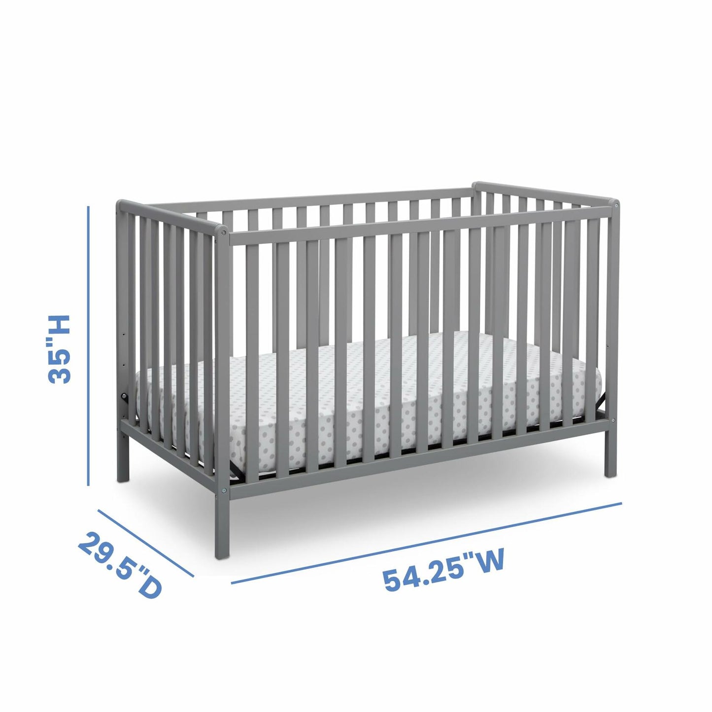 Delta Children Heartland 4-in-1 Convertible Crib - Greenguard Gold Certified, Grey 4-in-1 Crib Grey