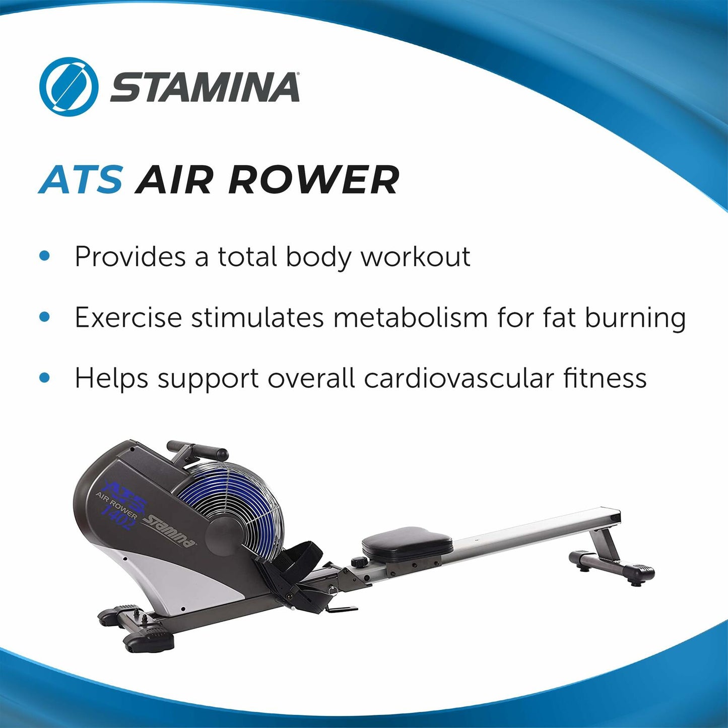 Stamina Products 1402 ATS Multi Function Air Resistance Rowing Machine, 250 lb. Weight Limit