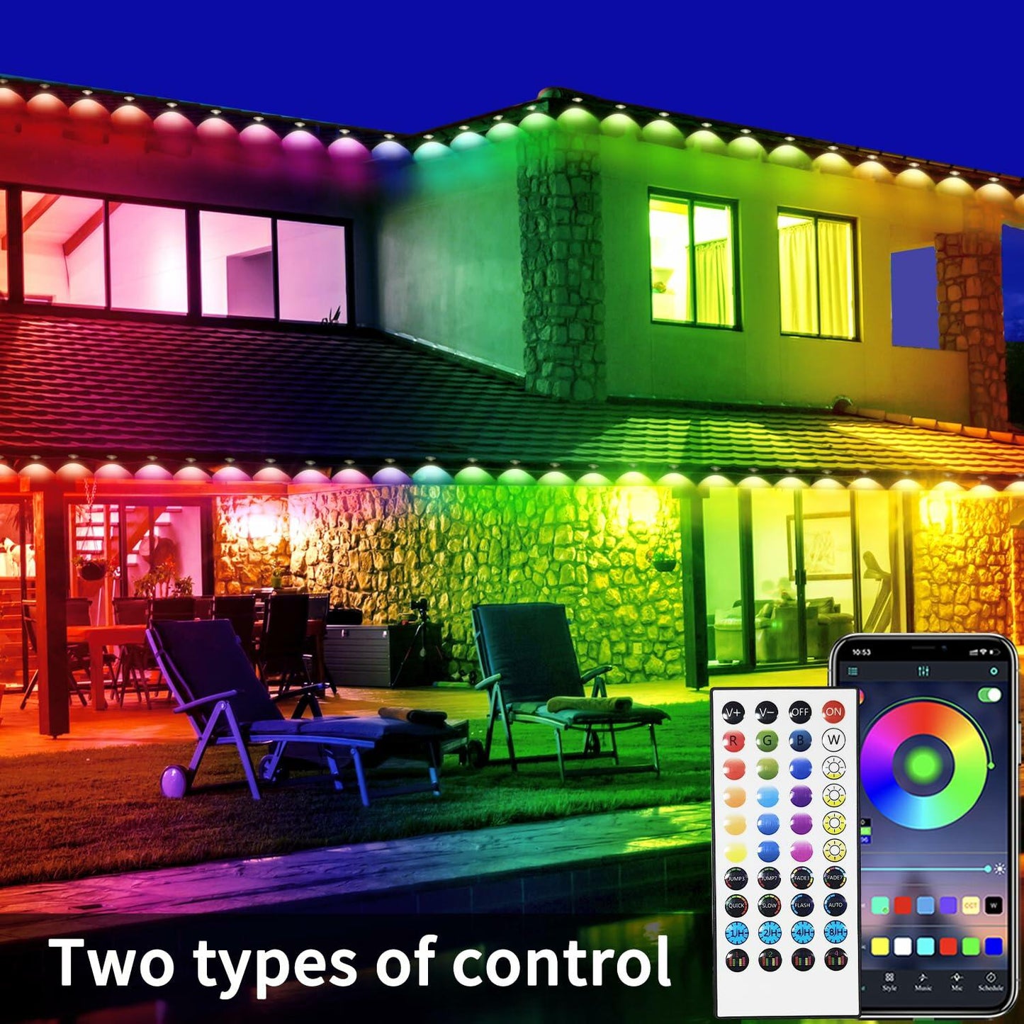 Yocrostar Permanent Outdoor Lights,100ft RGB Eave Lights with App Control Remote,IP67 Waterproof LED Lights,Music Sync Outside Lights for Christmas,Halloween,Garden,House Decorations