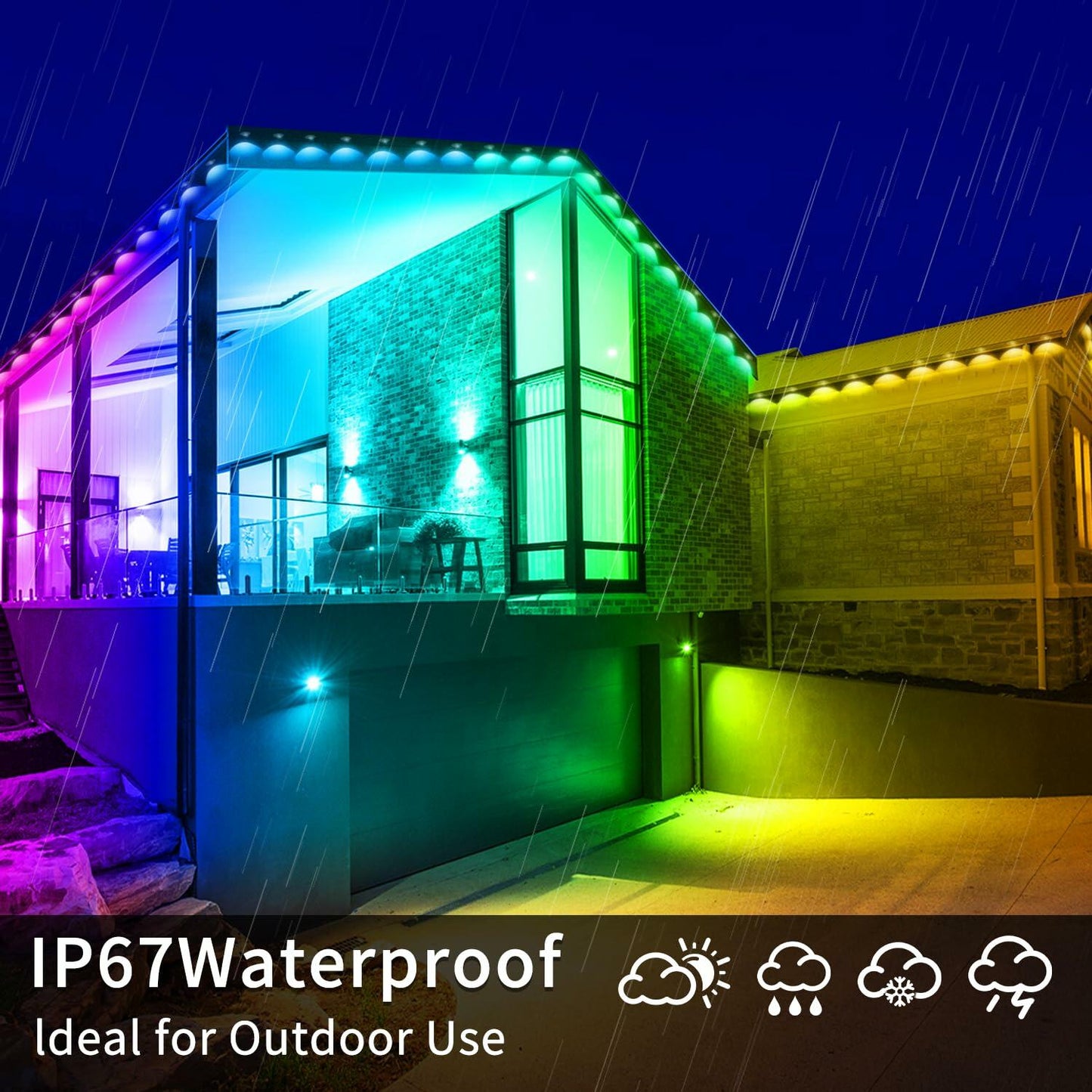 Yocrostar Permanent Outdoor Lights,100ft RGB Eave Lights with App Control Remote,IP67 Waterproof LED Lights,Music Sync Outside Lights for Christmas,Halloween,Garden,House Decorations