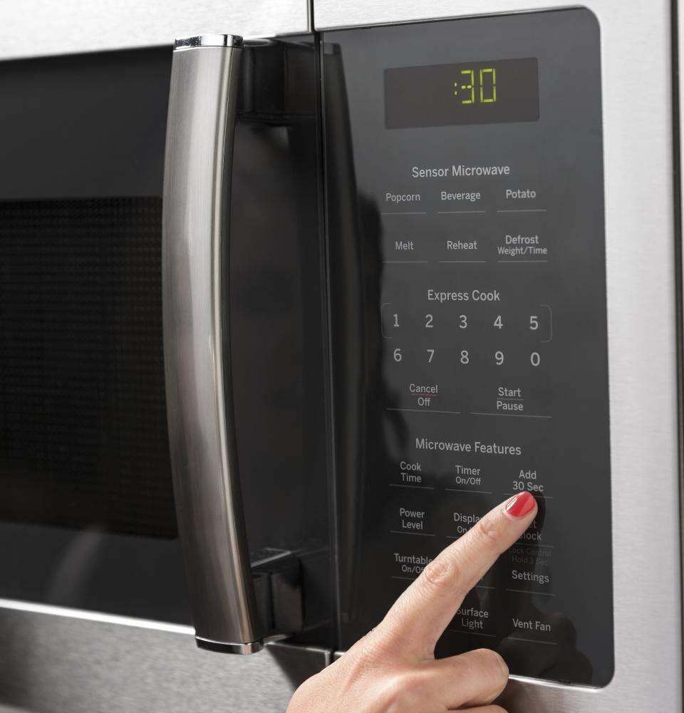 GE 30 1.7 Cu. ft. 1000 Watts Over-The-Range Microwave Oven Model JVM6172SKSS in Stainless Steel.