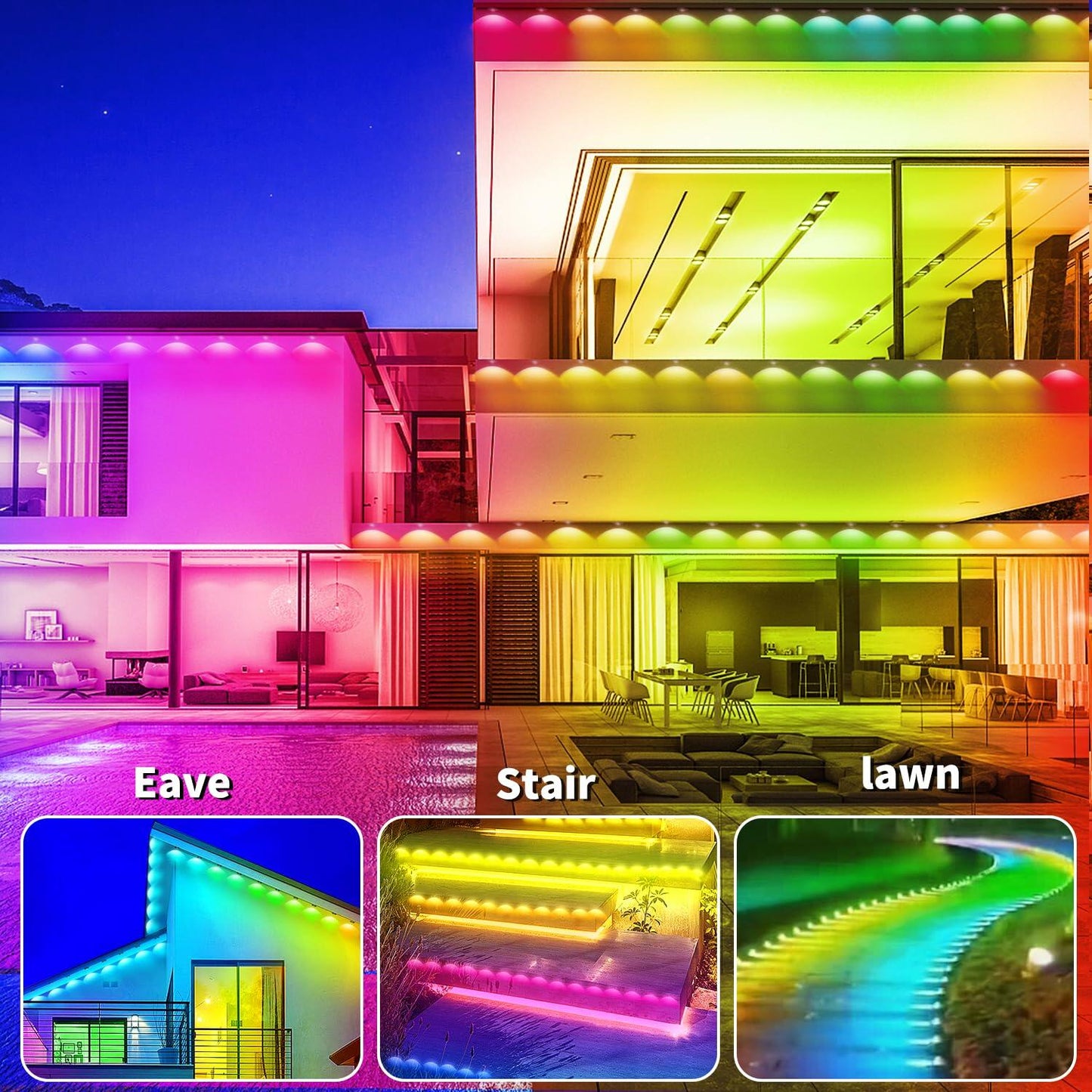 Yocrostar Permanent Outdoor Lights,100ft RGB Eave Lights with App Control Remote,IP67 Waterproof LED Lights,Music Sync Outside Lights for Christmas,Halloween,Garden,House Decorations