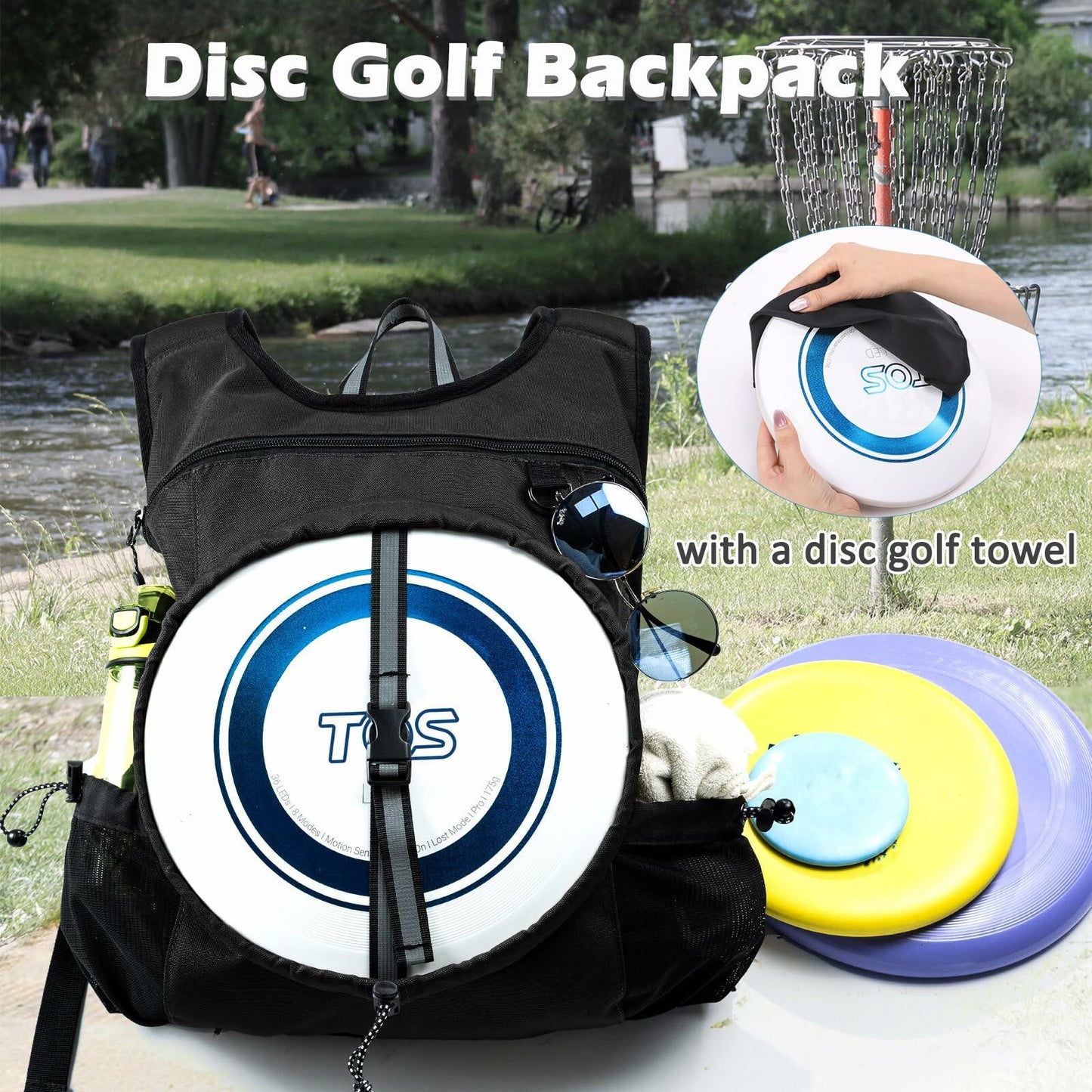 VIGEGARI Gym Backpack with Zipper,Multi-pocket Sports Bags Gym Bags for Men,Disc Golf Bag,Gym Backpack with Water Bottle Mesh Pockets,Backsack with Sturdy Shouler Strap