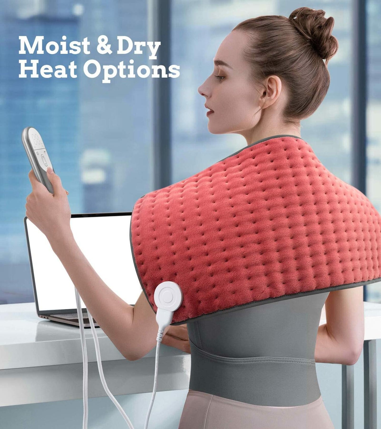 VALGELUIK Heating pad for Back, Neck, Shoulder, Cramps and Leg Pain Relief, Heat Pads Christmas Gifts for Women, Men, Mom, Dad, Auto-Off,Machine Washable,Moist Dry Heat Options,Extra Large 12"x24"