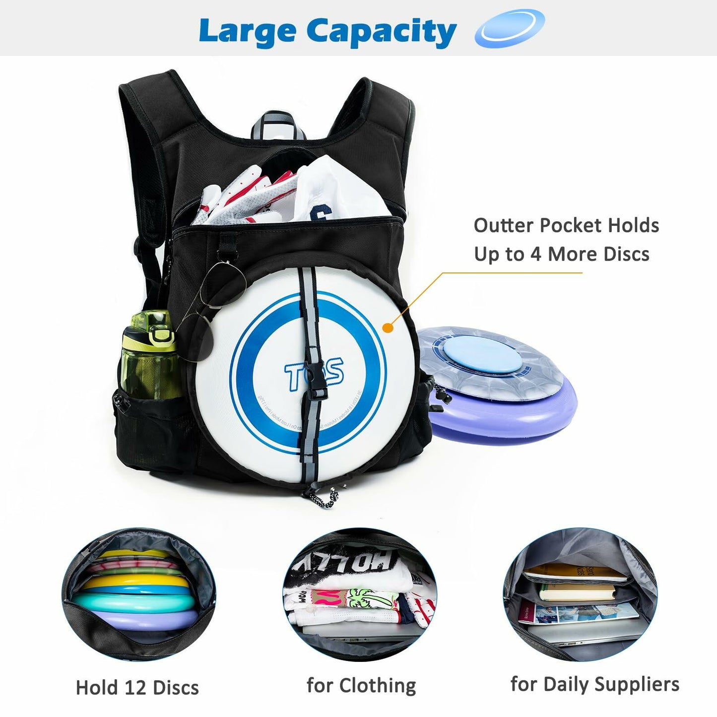 VIGEGARI Gym Backpack with Zipper,Multi-pocket Sports Bags Gym Bags for Men,Disc Golf Bag,Gym Backpack with Water Bottle Mesh Pockets,Backsack with Sturdy Shouler Strap