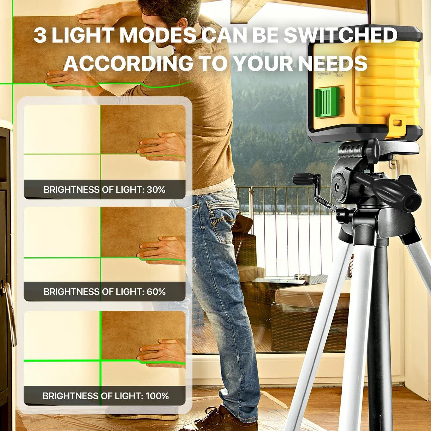 Self Leveling Laser Level,DEGLASERS 100ft Green Cross Line Laser Level,3 Brightness Adjustment,Manual Self leveling and Pulse Mode,IP54 Waterproof,Magnetic Bracket,Battery,Carrying Bag Included
