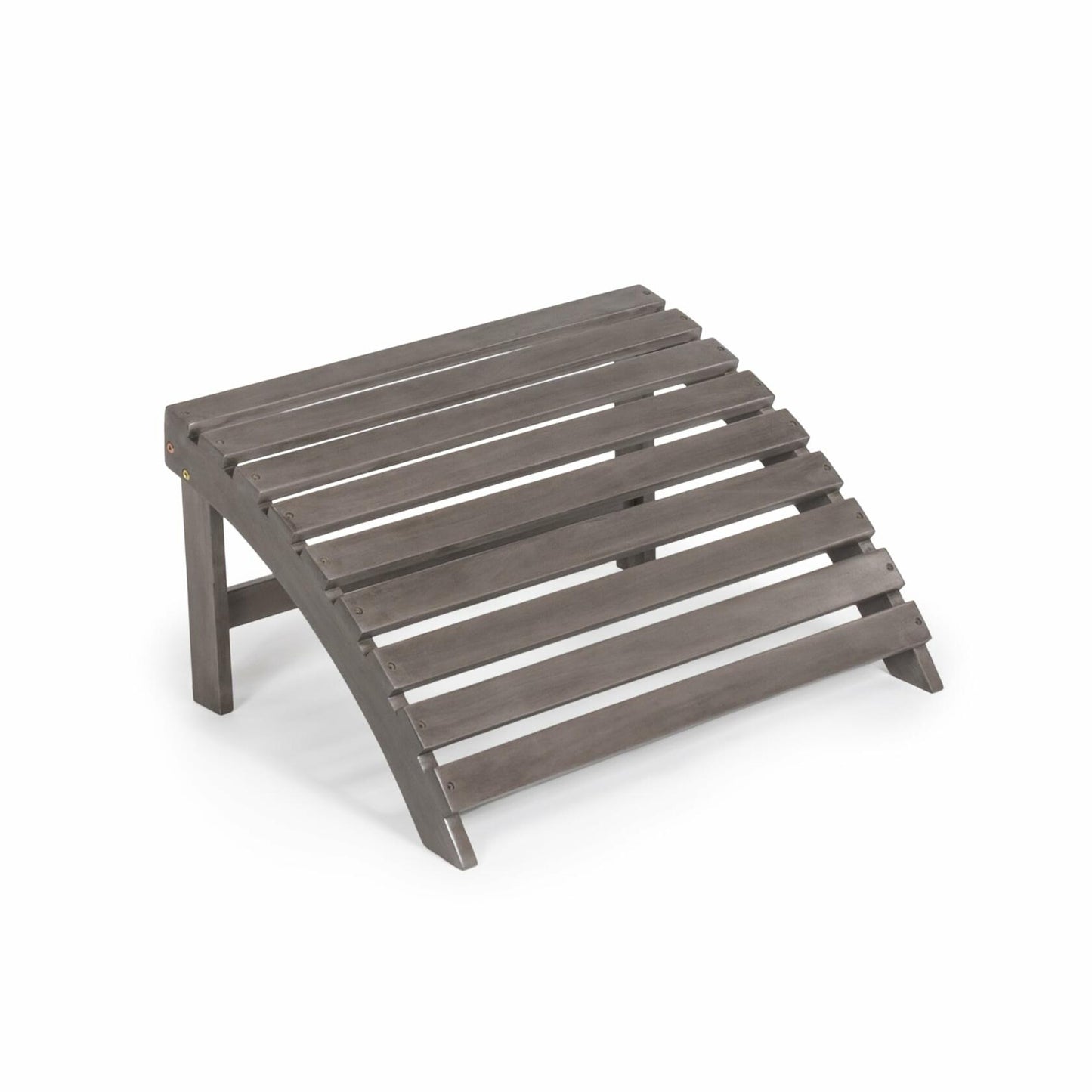 Saranac 2-Piece Traditional Rustic Acacia Wood Adirondack Chair with Detachable Ottoman, Gray Wash