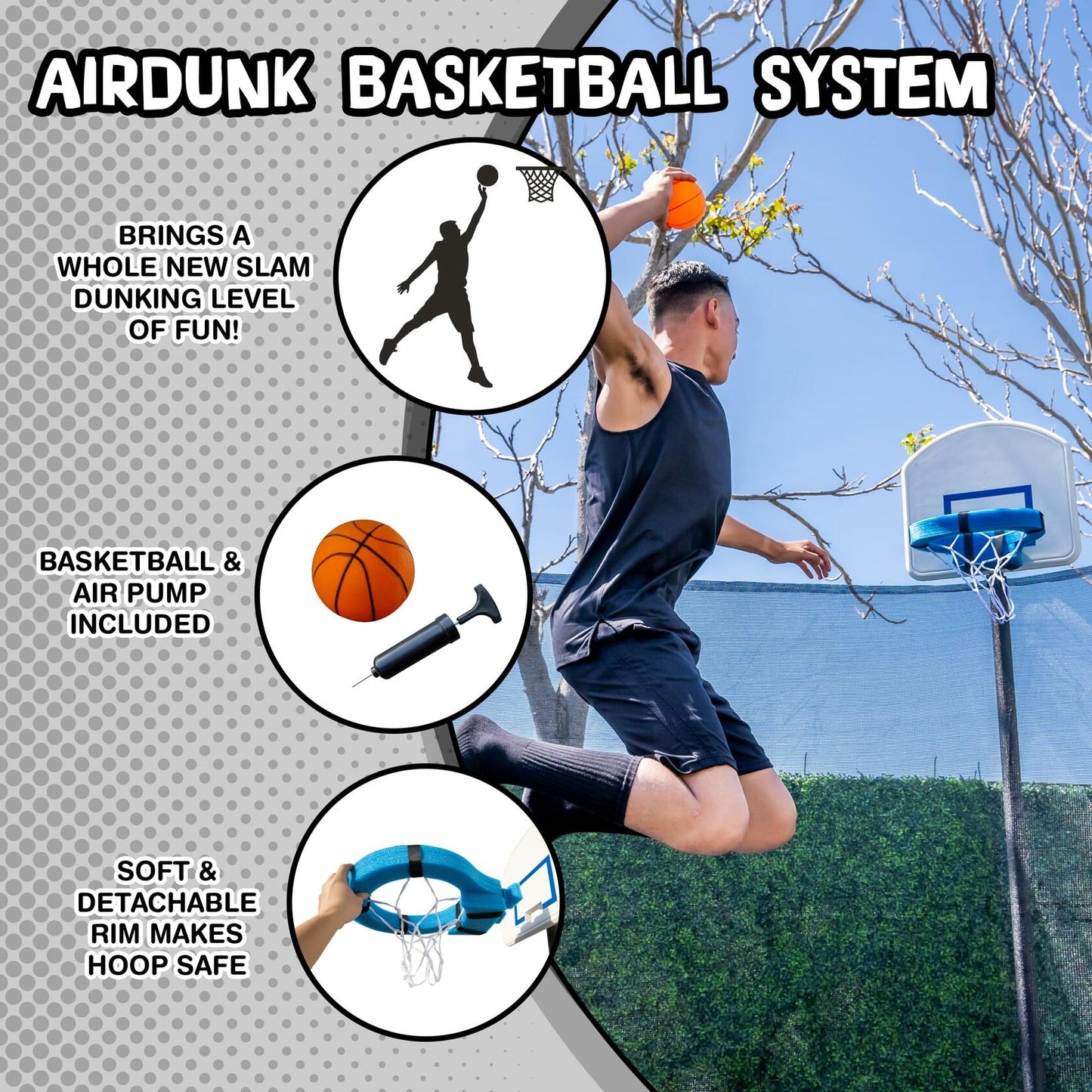 TruJump Outdoor Kids Trampoline with Heavy Duty Galvanized Rust Resistent Steel Frame: Safety Enclosure Net, ASTM Safety Standards, 14FT Round - Blue