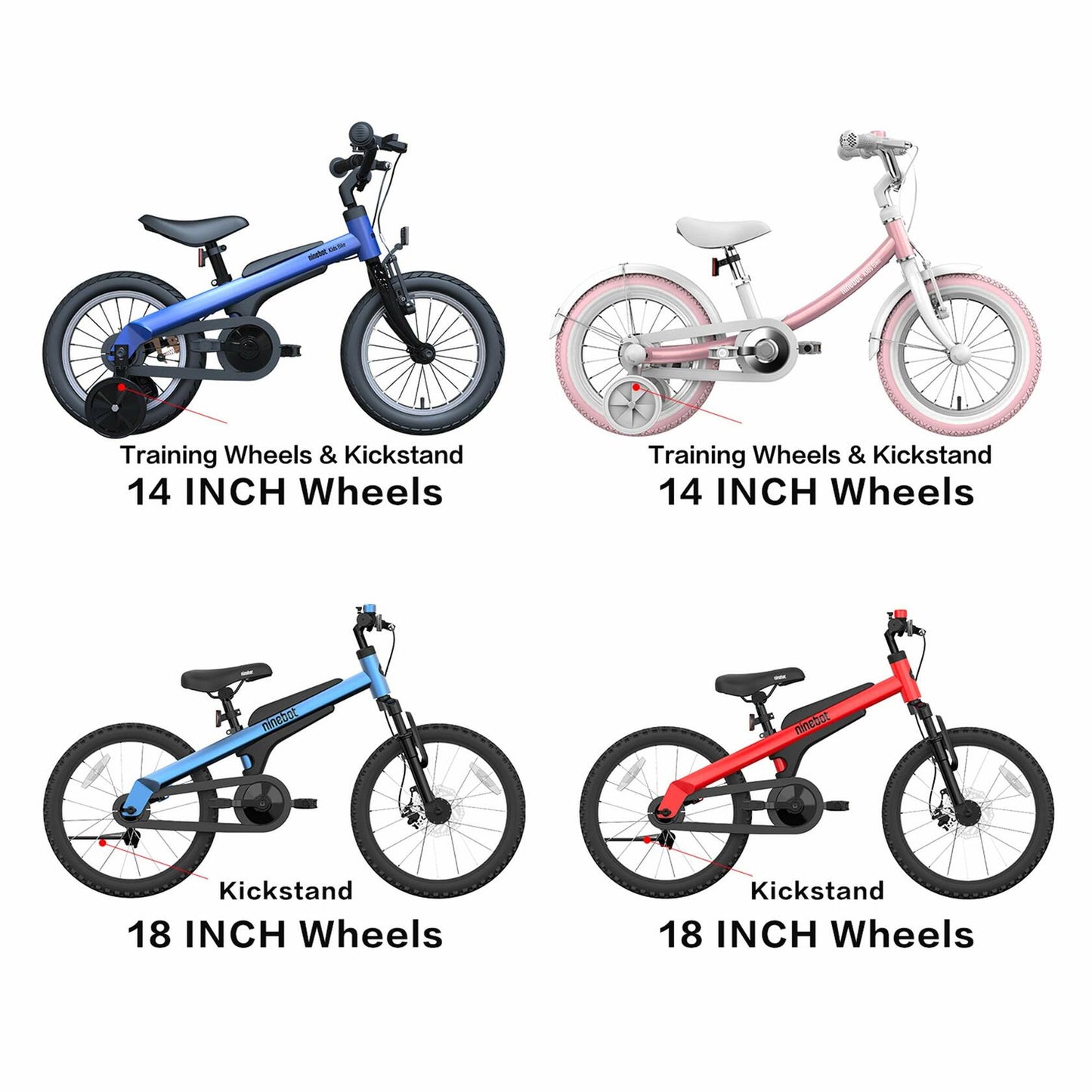 Ninebot Kids Bike by Segway 18 Inch, Blue, Premium Grade,Recommended Height 3'9'' - 4'9''