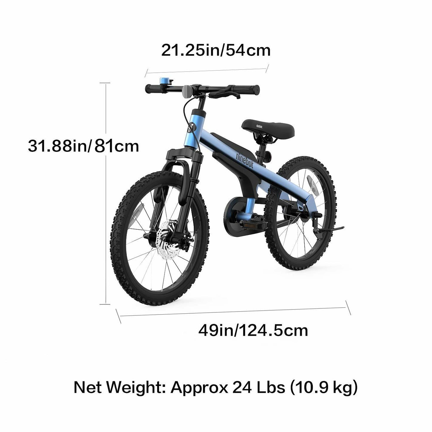 Ninebot Kids Bike by Segway 18 Inch, Blue, Premium Grade,Recommended Height 3'9'' - 4'9''