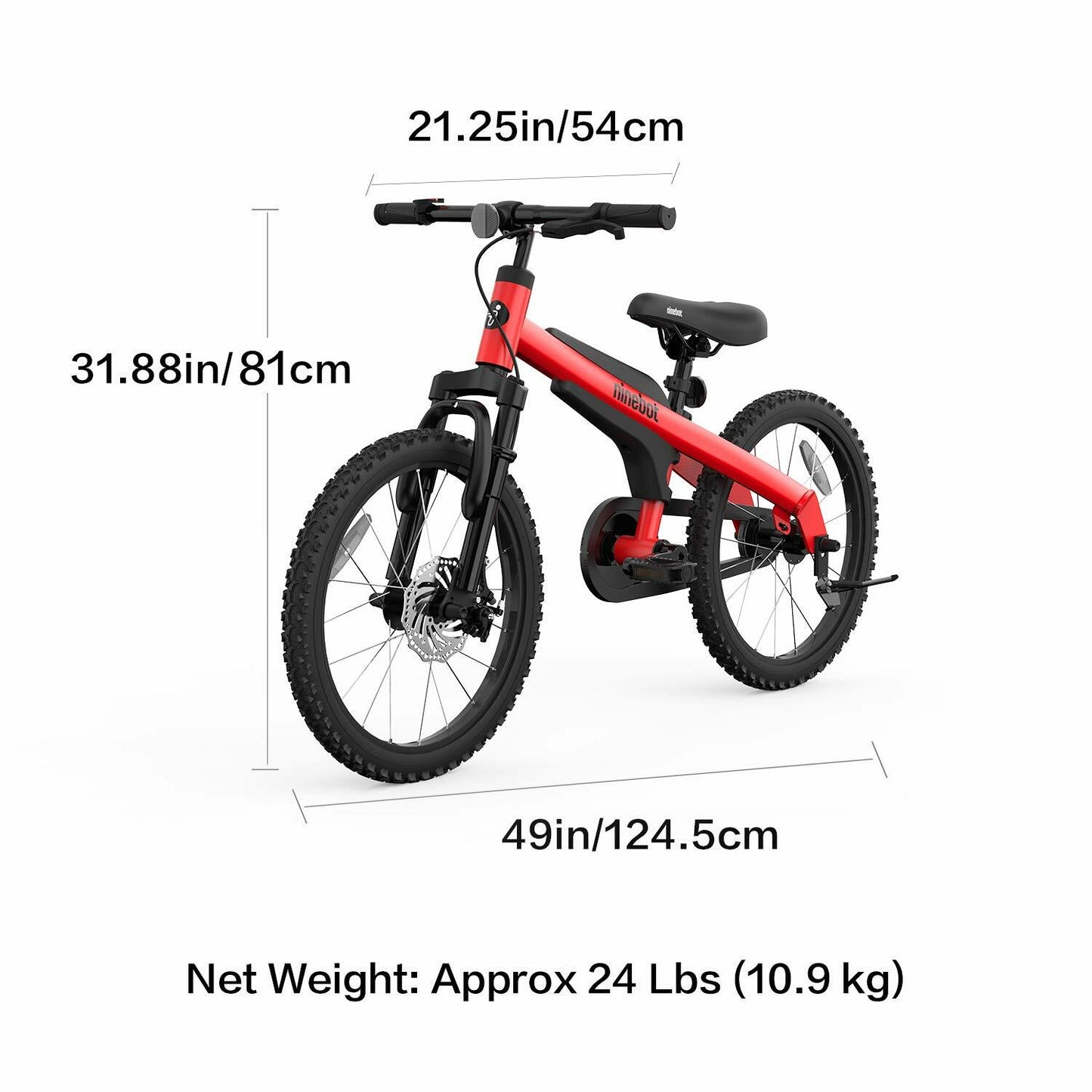 Segway Ninebot Kids Bike for Boys and Girls, 18 inch with Kickstand, in Red, Pink or Blue
