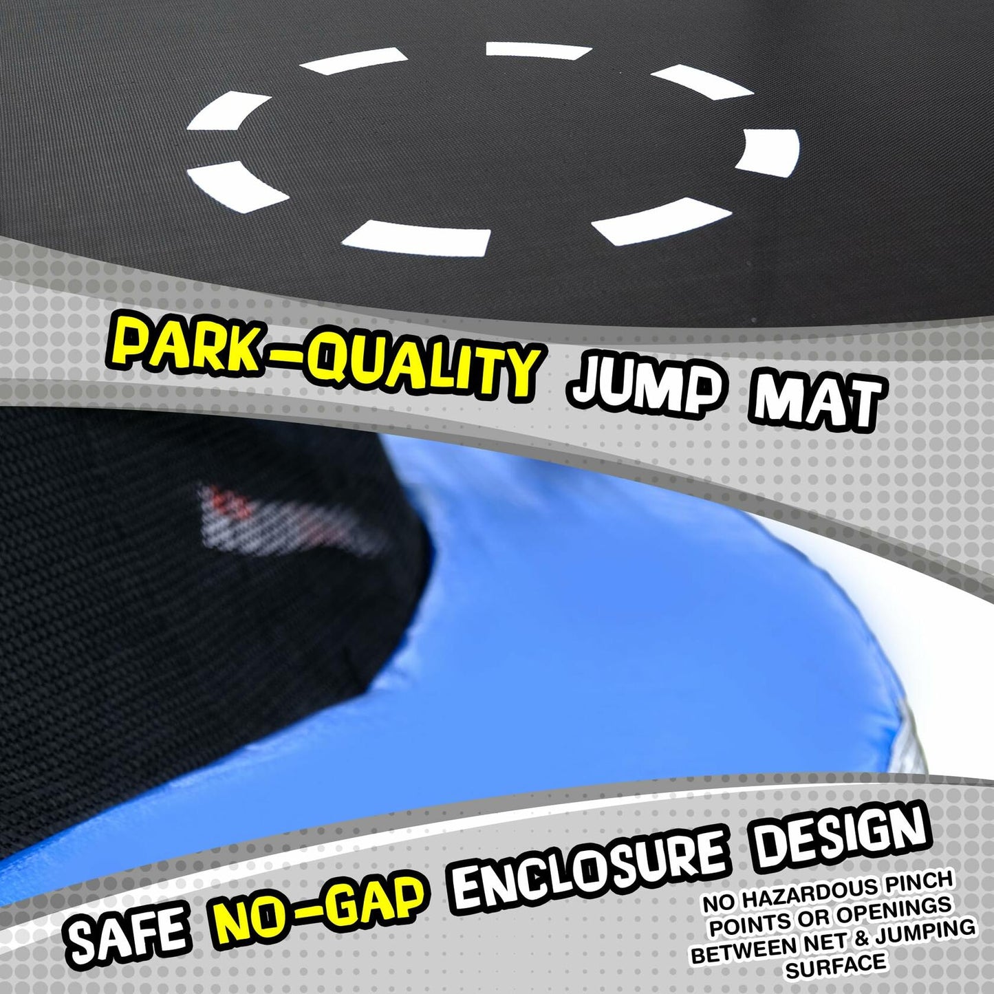 TruJump Outdoor Kids Trampoline with Heavy Duty Galvanized Rust Resistent Steel Frame: Safety Enclosure Net, ASTM Safety Standards, 14FT Round - Blue