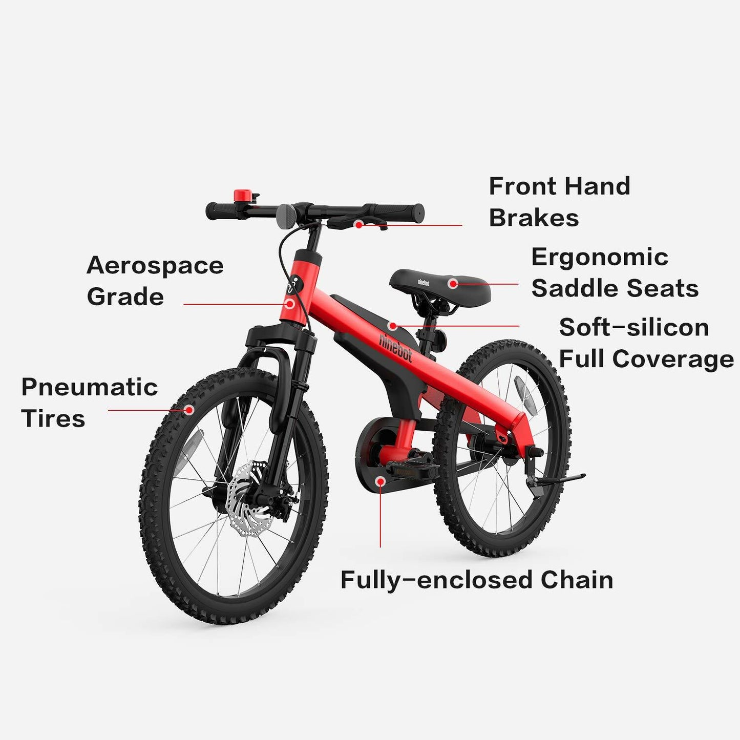 Segway Ninebot Kids Bike for Boys and Girls, 18 inch with Kickstand, in Red, Pink or Blue