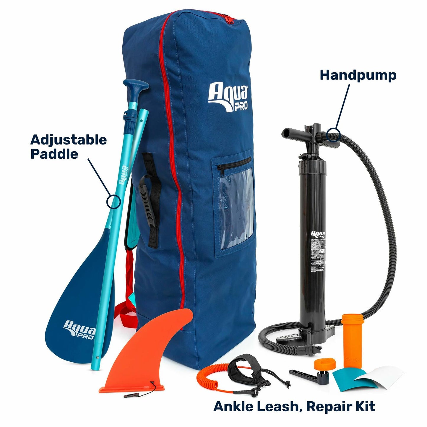 Aqua PRO Halcyon Sport 11' x 6" x 33" Inflatable Stand-Up Paddleboard iSUP, Standard Design with Non-Slip EVA Deck, Includes Paddle, Ankle Leash, Pump and Carry/Storage Bag