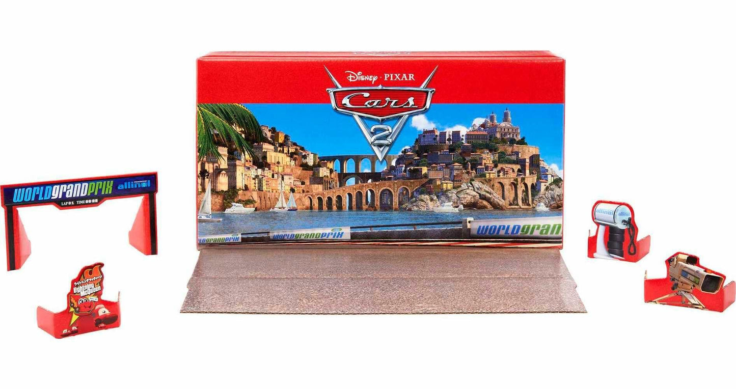 Disney Pixar Cars 2 Vehicle Set of 5 Collectible Character Toy Cars with Die-Cast Tool Cart