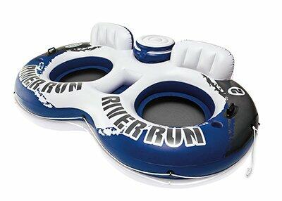 Inflatable River Run II Double Seater Lounge Pool Float in Blue & White, Adult