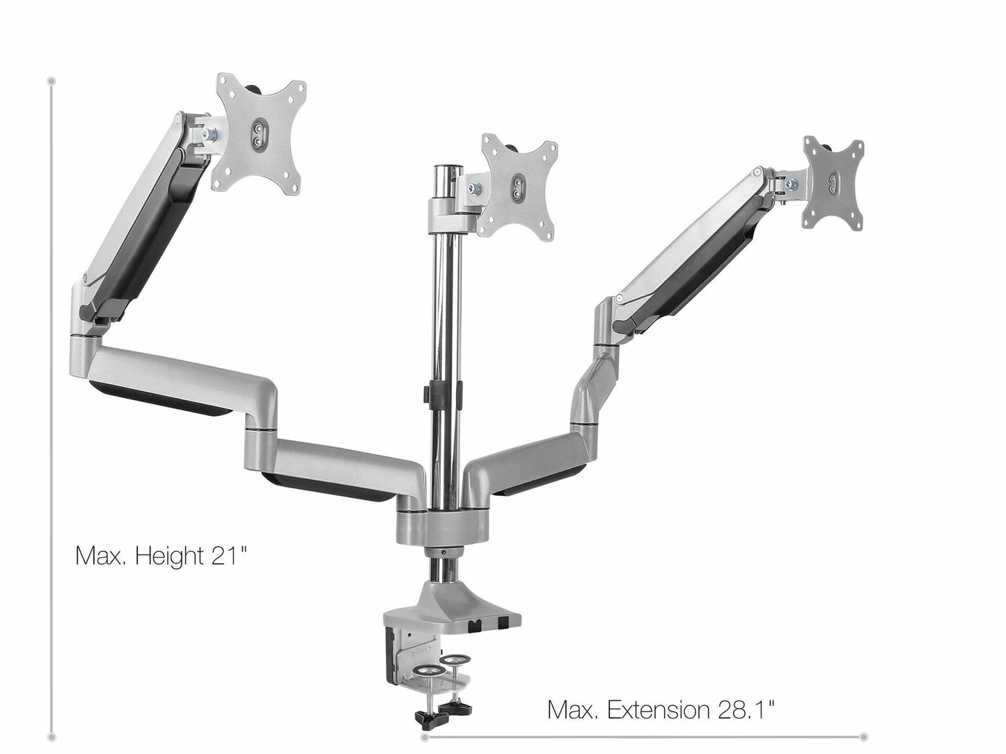 TechOrbits Universal Desk Mount for Triple Monitor, Fits 13-30" Computer Screens