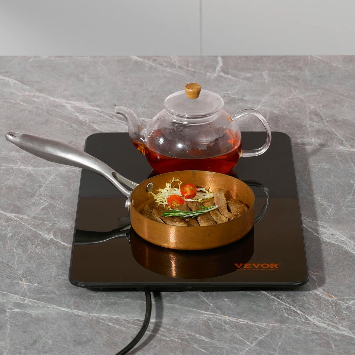 VEVOR Electric Warming Tray, Food Warming Trays for Buffet, Fast Heating Warming Trays, Portable Tempered Glass Heating Tray, ETL, 16.5" x 11"