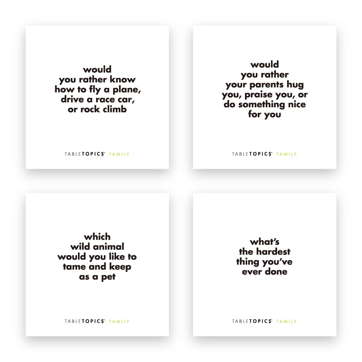 TableTopics Family Conversation Cards for Kids & Parents with 135 Questions for Fun & Connection at Dinnertime, Game Night, & Classrooms