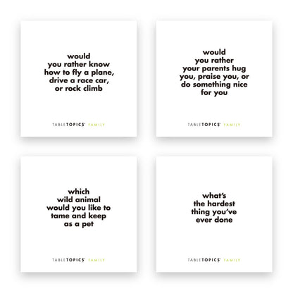 TableTopics Family Conversation Cards for Kids & Parents with 135 Questions for Fun & Connection at Dinnertime, Game Night, & Classrooms