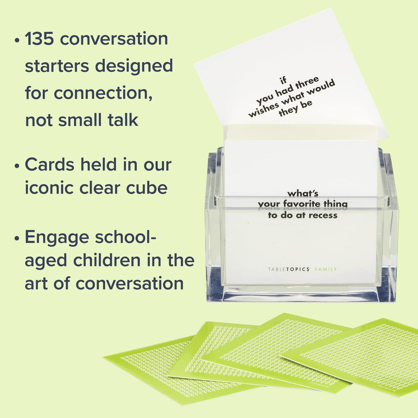 TableTopics Family Conversation Cards for Kids & Parents with 135 Questions for Fun & Connection at Dinnertime, Game Night, & Classrooms