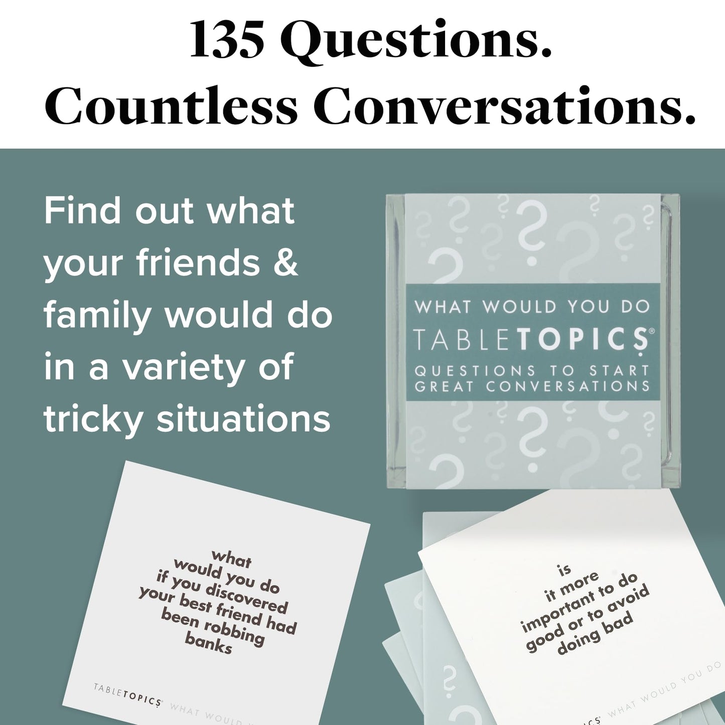 TableTopics What Would You Do Question Card Game - 135 Provocative Conversation Starter Cards for Parties with Adult Friends, Spark Lively Debates about Sticky Situations, Icebreaker Game