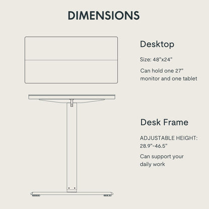 FLEXISPOT Standing Desk Adjustable Height with Whole Piece Desk Board 43 x 24