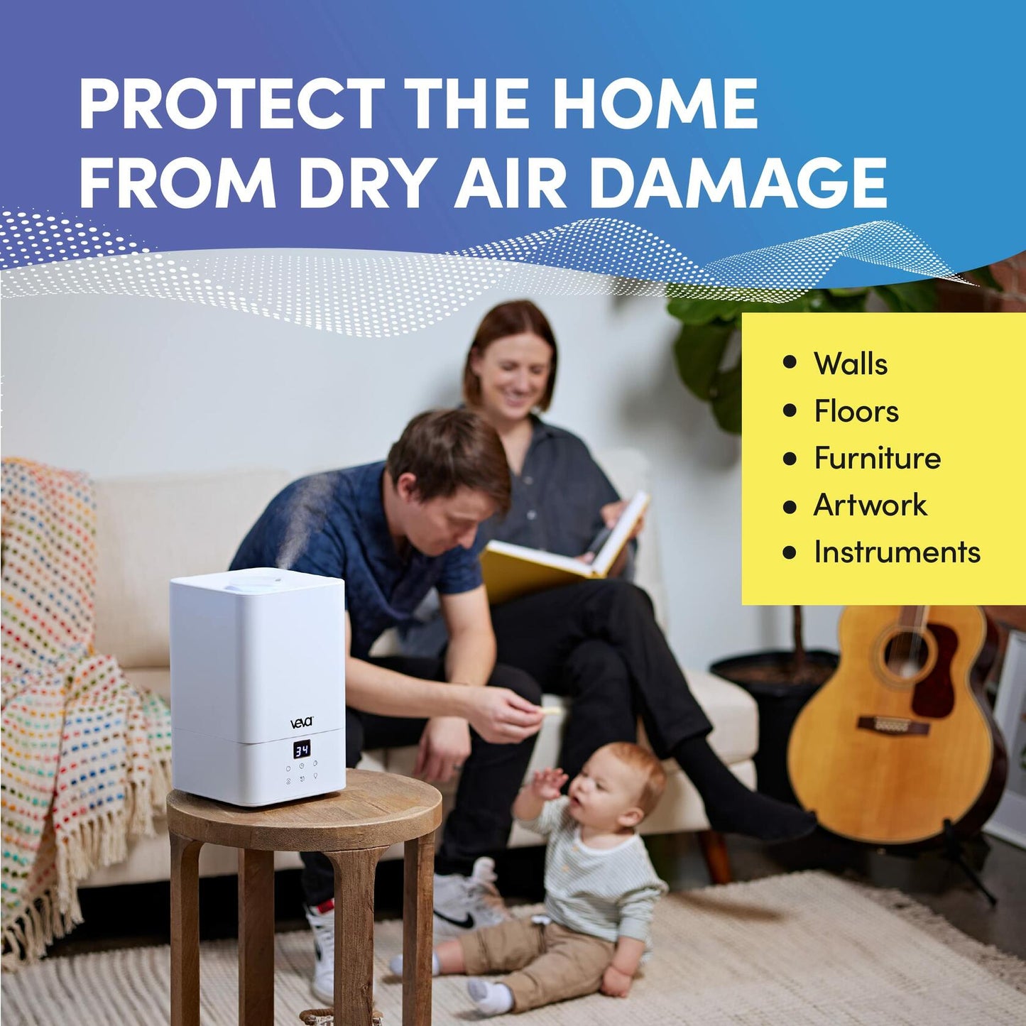 VEVA Humidifiers for Bedroom Large Room 4.5L, Cool Mist Water Vaporizer