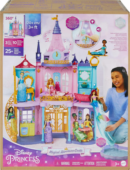 Disney Princess Magical Adventures Castle with 3 Levels, 10 Play Areas with Lights & Sounds