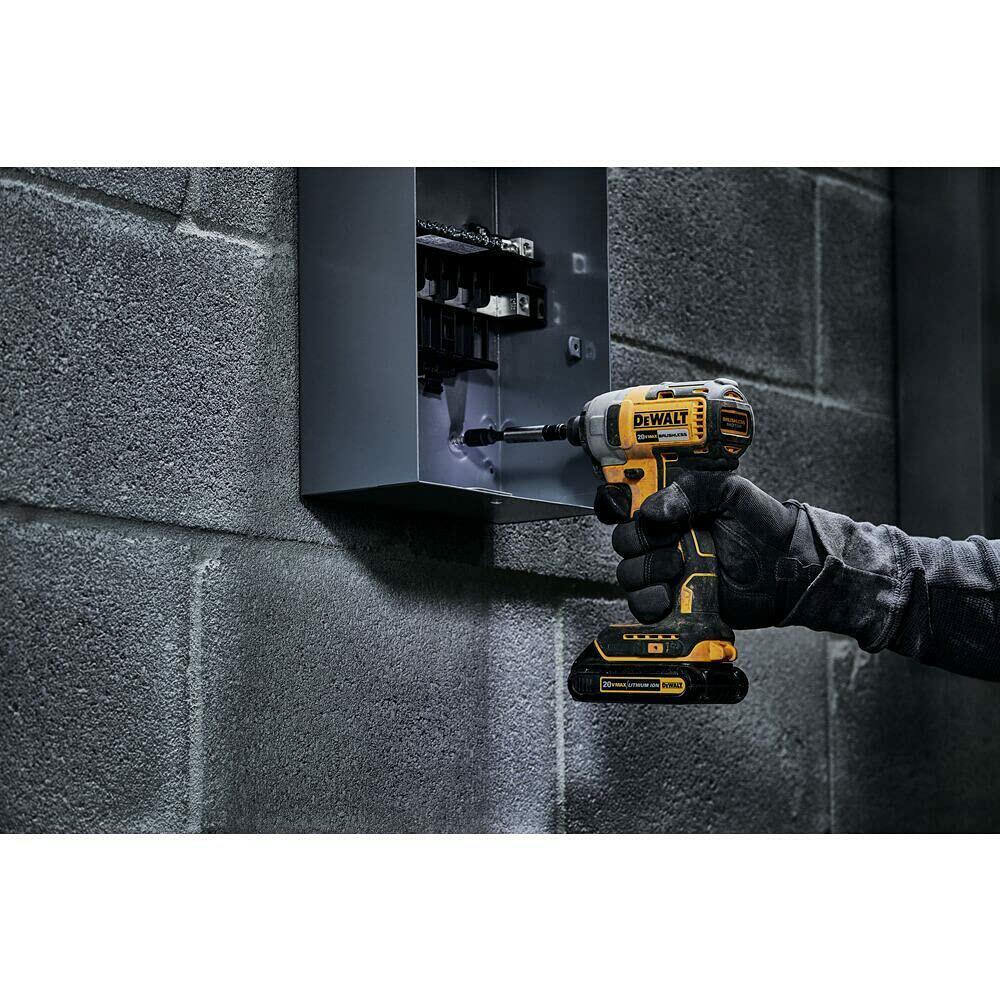 DeWalt 20V MAX Brushless Cordless Impact Driver Kit with Charger & Kit Bag