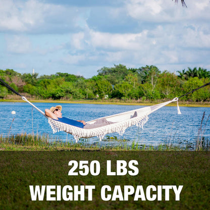 Bliss Hammocks 40 Wide Brazilian Style Hammock in a Bag with Decorative Fringe & Hanging Hardware, 250 lb. Capacity